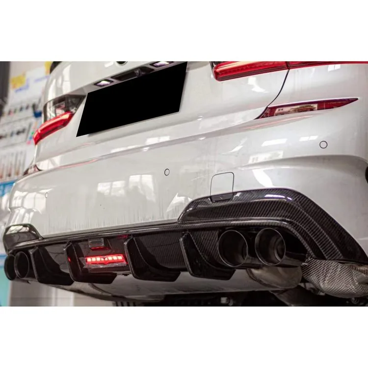 BMW G20 rear diffuser installed with quad exhaust layout