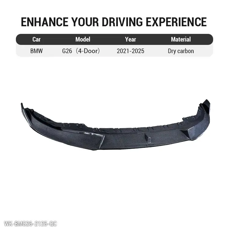 BMW G26 front lip dry carbon three-quarter product view
